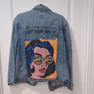 Boom Boom Jeans Blue Denim Jacket with Pop Art Design